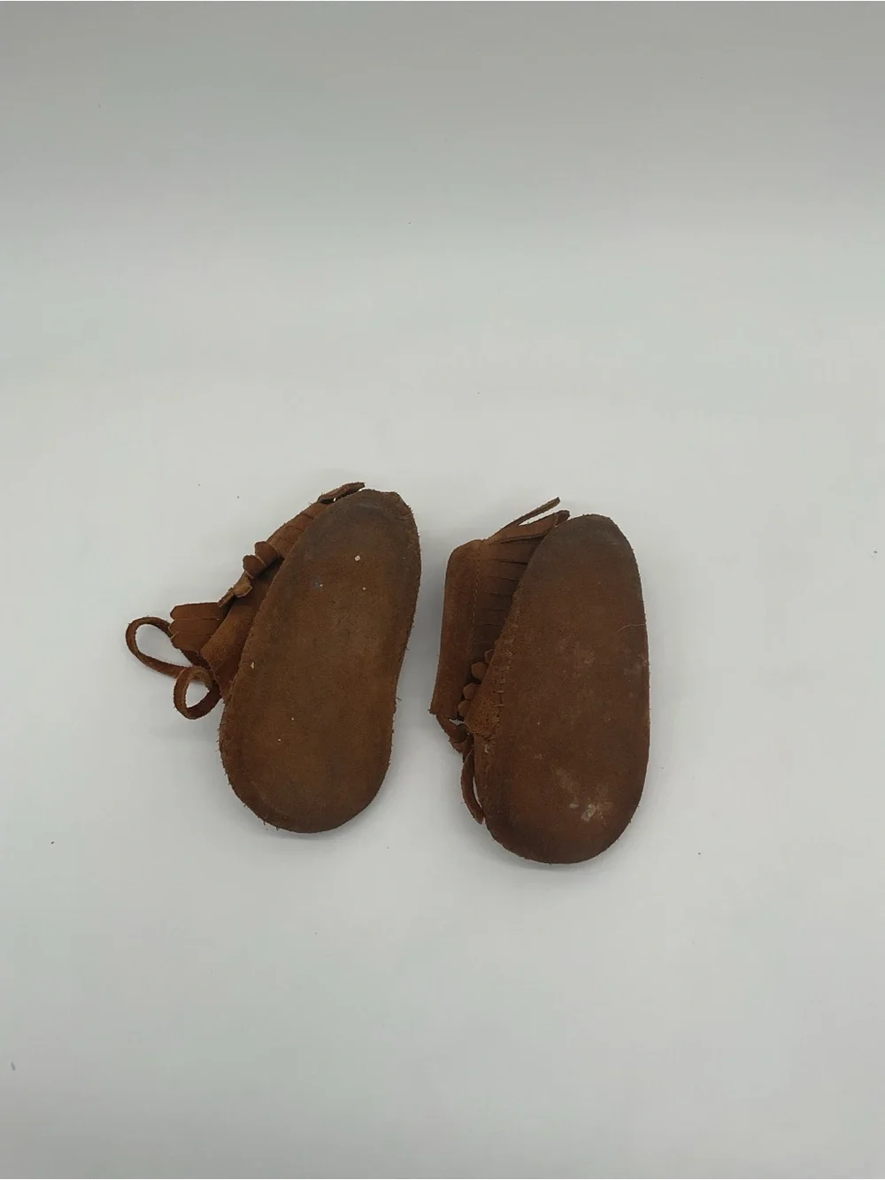 Minnetonka Brown Suede Fringe Baby Moccasins Size 3